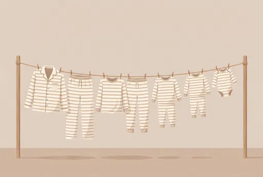 Matching Striped Family Pajamas on Clothesline