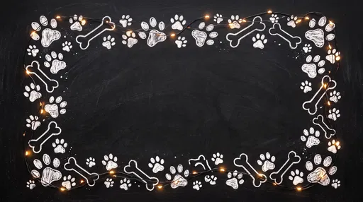 Chalk Dog Paw and Bone Border Frame