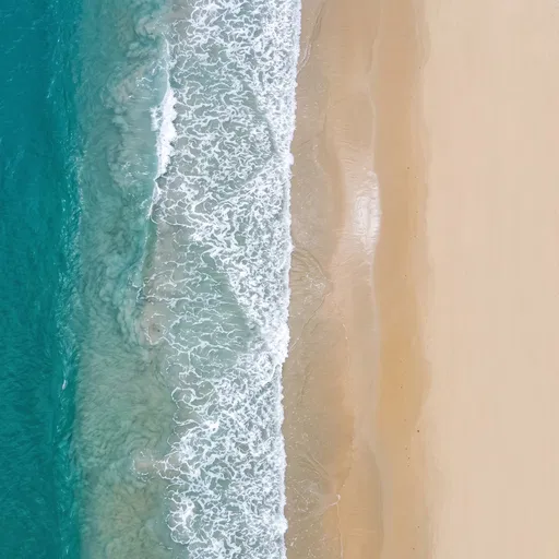 Aerial View of Turquoise Ocean Waves