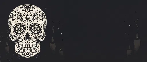 Monochrome Sugar Skull Banner with Copy Space