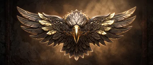 Bronze and Gold Sculpted Eagle Emblem