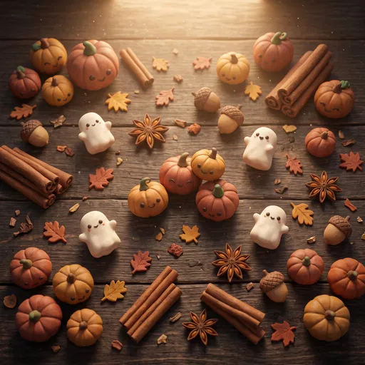 Clay Style Halloween Pumpkins and Ghosts