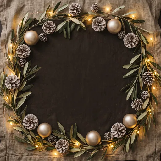 Rustic Holiday Wreath Border With Lights