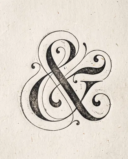 Ornate Calligraphic Ampersand on Rag Paper