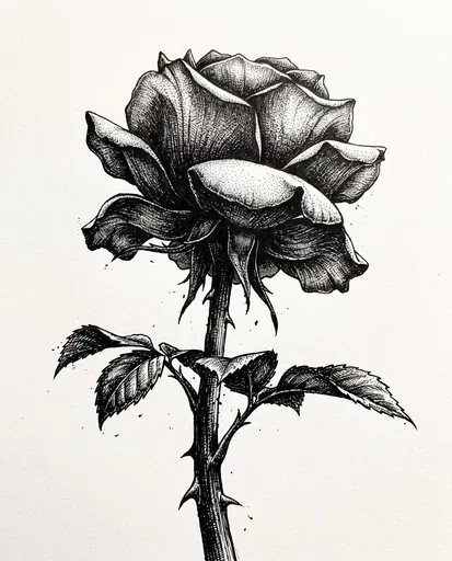Black Ink Rose Illustration