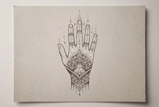 Ornamental Mandala Hand Tattoo Illustration