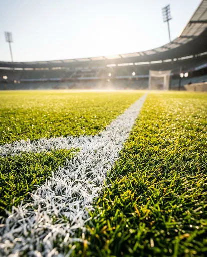 Low Angle Sunlit Stadium Turf Lines