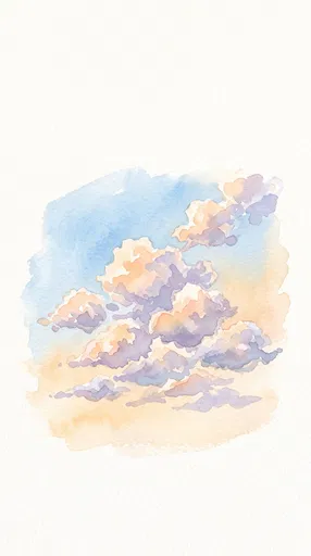 Watercolor Golden Hour Clouds Illustration