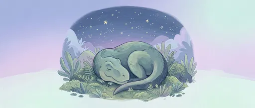 Sleeping T-Rex Under Starry Night Sky