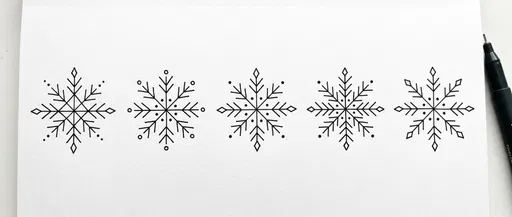 Five Hand-Drawn Geometric Snowflake Doodles