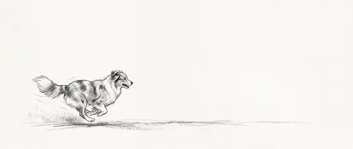 Minimalist Charcoal Sketch of Running Shepherd Dog