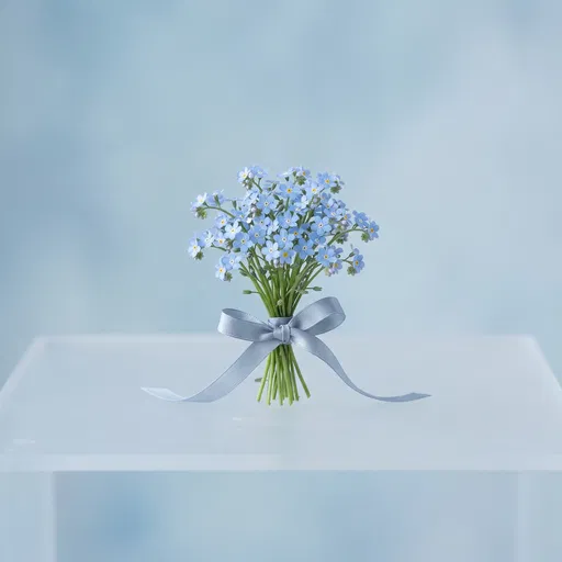 Miniature Blue Forget-Me-Not Bouquet with Ribbon