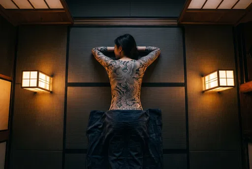 Woman With Traditional Japanese Back Tattoo
