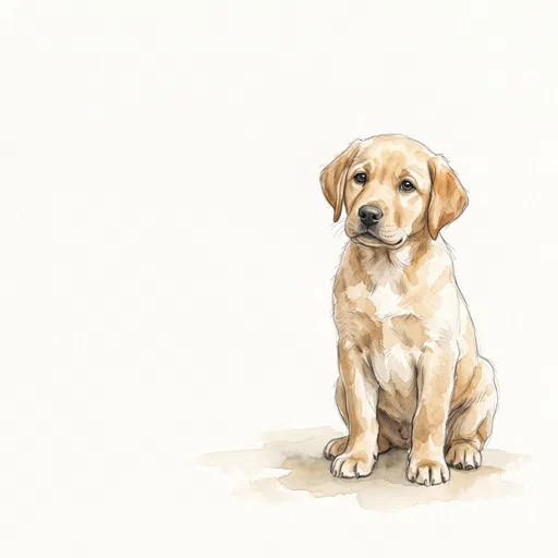Watercolor Yellow Labrador Puppy Illustration