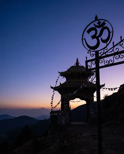 Wrought Iron Om Symbol at Twilight