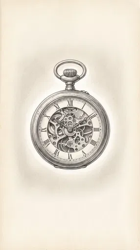 Vintage Skeleton Pocket Watch Graphite Sketch