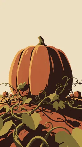 Minimalist Graphic Pumpkin Patch Illustration
