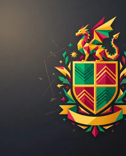 Geometric Dragon Coat of Arms Illustration