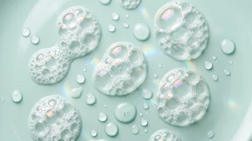 Iridescent Soap Foam on Mint Surface