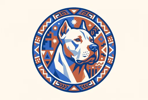 Geometric Dogo Argentino Emblem Illustration