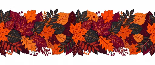 Seamless Autumn Leaves Horizontal Border Pattern