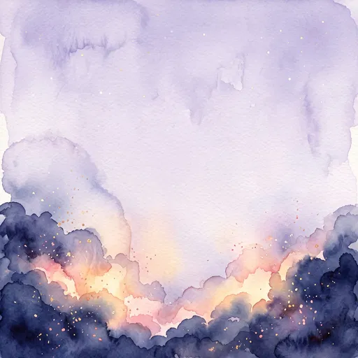 Watercolor Indigo Clouds and Lavender Sky Background