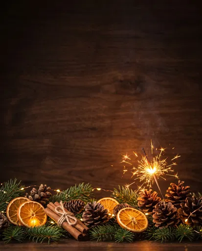 Festive Holiday Still Life With Lit Sparkler
