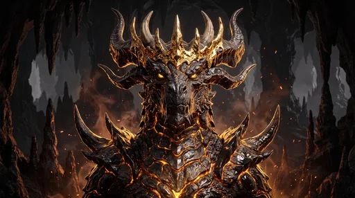 Obsidian Dragon King With Golden Crown