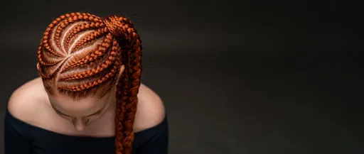 Copper Red Radial Braided Ponytail Hairstyle