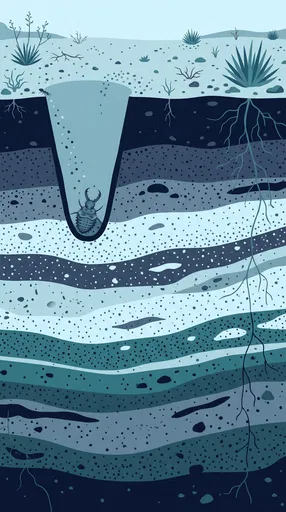 Antlion Larva in Underground Funnel Trap Illustration