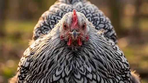 Silver Laced Cochin Hen Close-Up Portrait