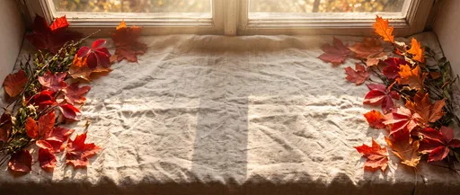 Autumn Leaves Frame Linen Window Sill