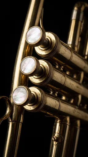 Close-up of Brass Instrument Piston Valves