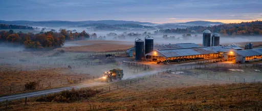 Misty Morning at Valley Dairy Farm