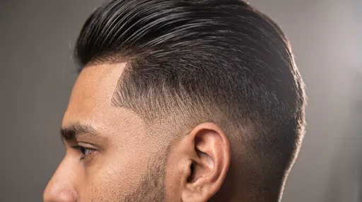 Close-Up of Men's Low Fade Pompadour
