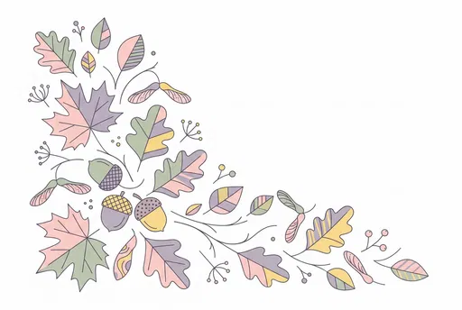 Pastel Autumn Foliage Corner Illustration