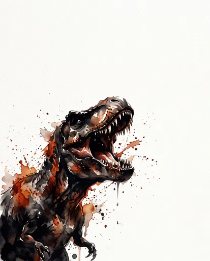 Watercolor Roaring Tyrannosaurus Rex Illustration