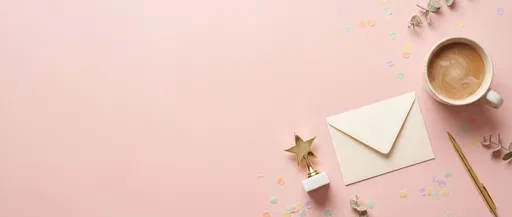 Pink Flat Lay Work Anniversary Banner