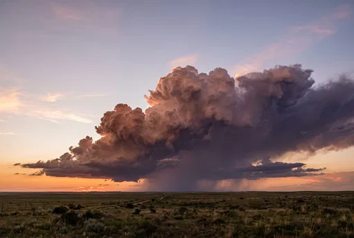 Sunset Storm Cloud Over Open Prairie