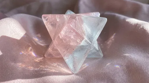 Rose Quartz and Glass Merkaba Star