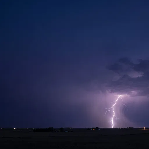 Lightning Strike Over Open Plains at Dusk