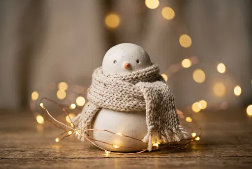 Ceramic Snowman Figurine With Knit Scarf