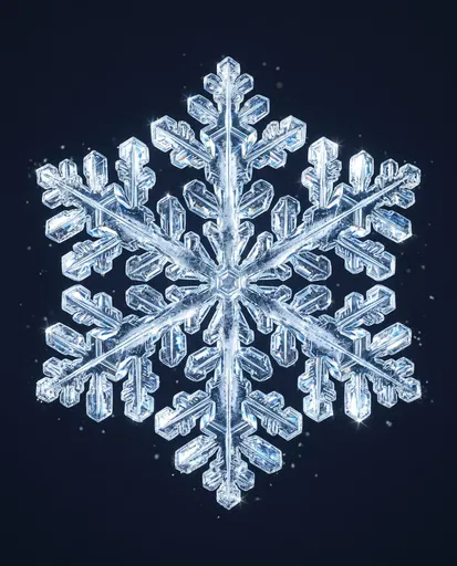 Detailed Crystalline Snowflake on Dark Blue
