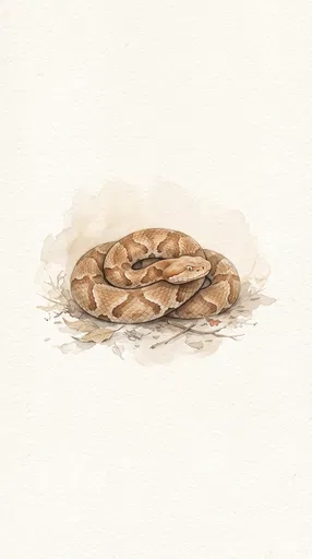 Watercolor Coiled Copperhead Snake Illustration