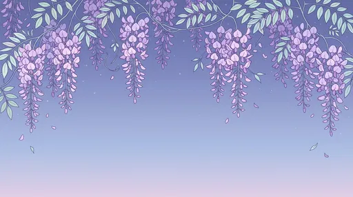 Pastel Wisteria Vines Twilight Illustration