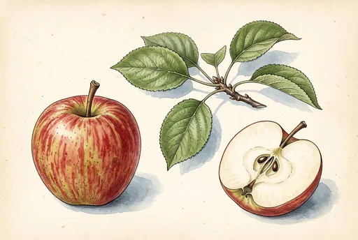 Vintage Botanical Apple Illustration