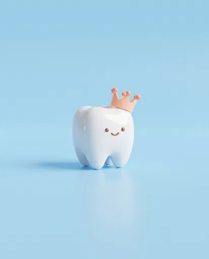 Glossy Molar Character With Peach Crown