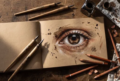 Realistic Eye Drawing in Kraft Sketchbook