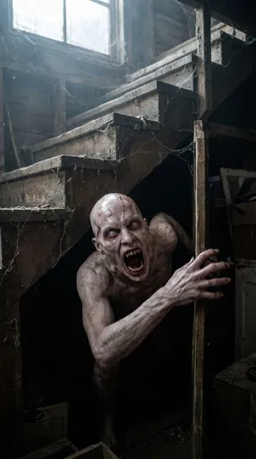 Shrieking Pale Monster Under Basement Stairs
