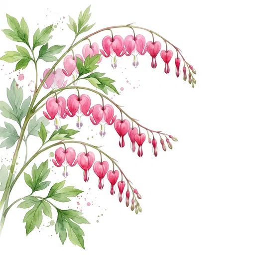 Watercolor Bleeding Heart Flowers Botanical Clipart